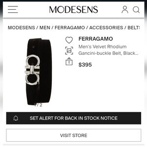 Salvatore Ferragamo, black belt, leather, velvet